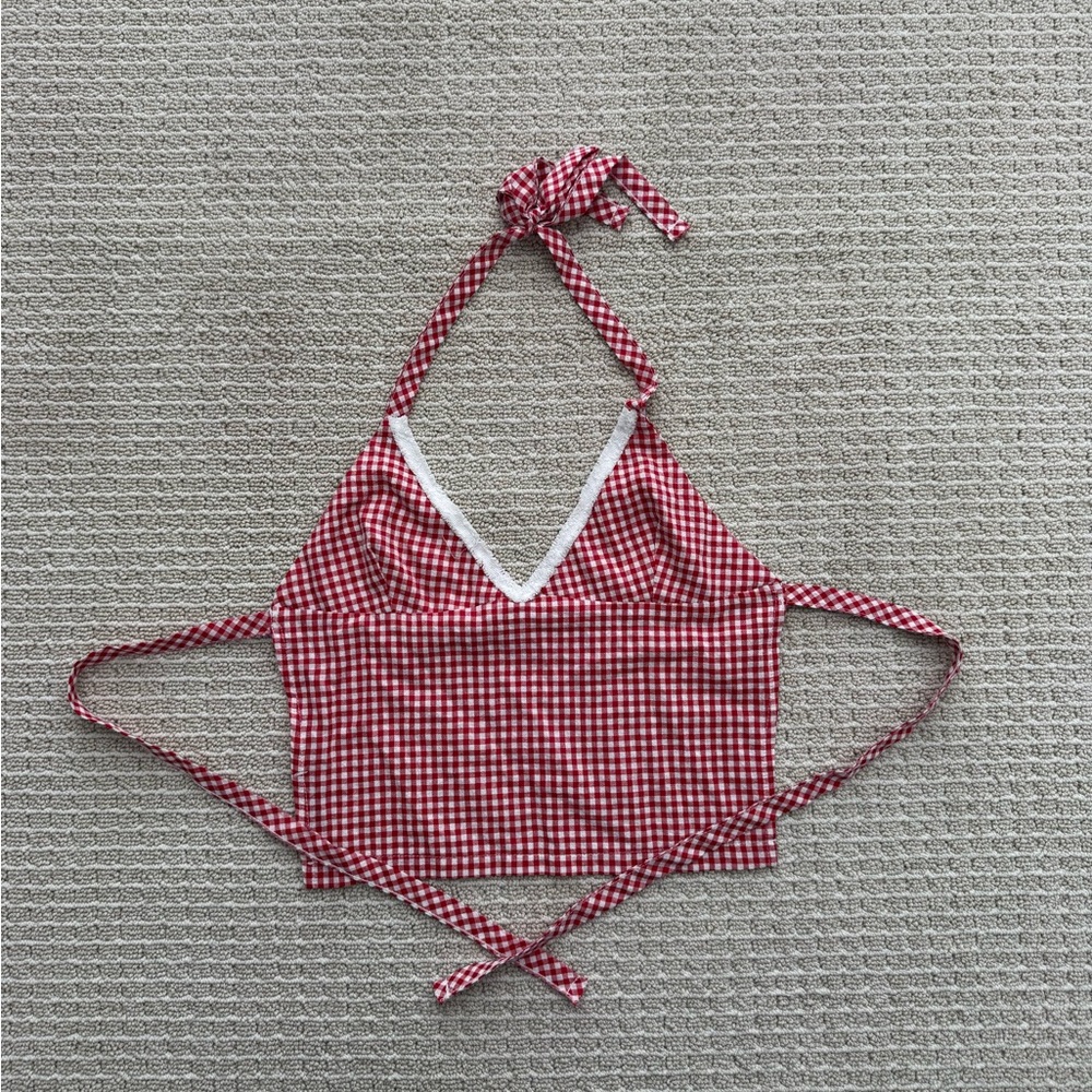Edikted Red Gingham Halter Top